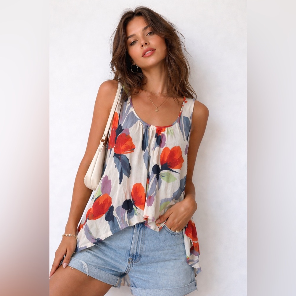Anthropologie Weston Wear‎ Orange Floral Top Sz. M